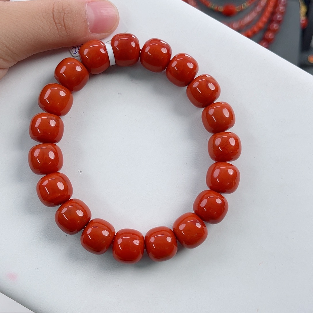 *****未镶嵌瓦西收藏级柿子红老型单圈12mm南红玛瑙