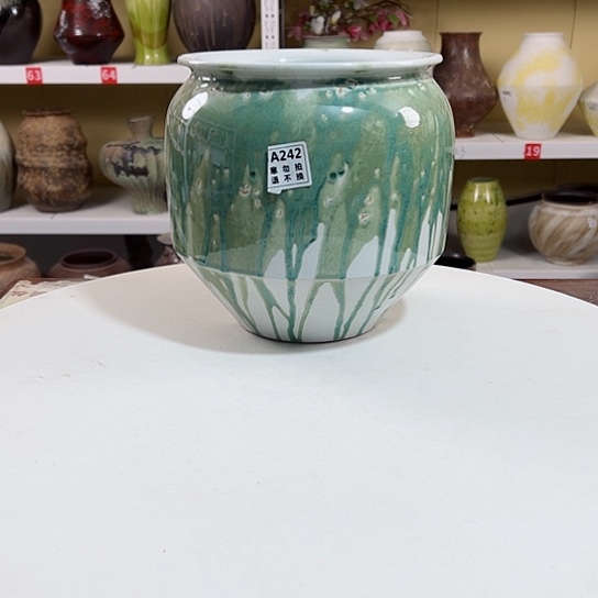 瓶陶瓷花瓶摆件高22口17。  242