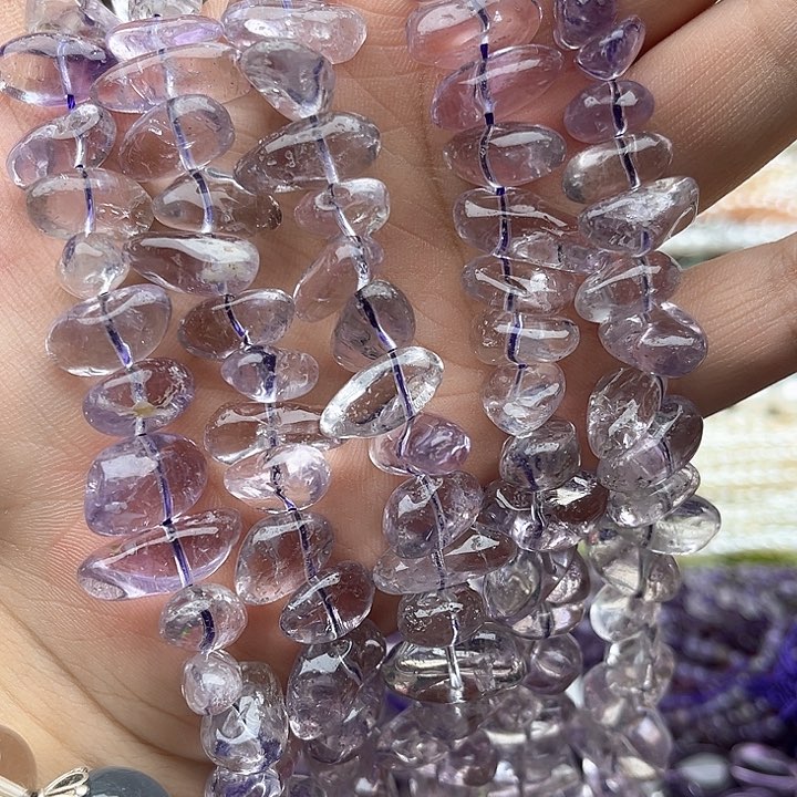 未镶嵌玛瑙/玉髓珠宝半成品一条紫晶中孔随型