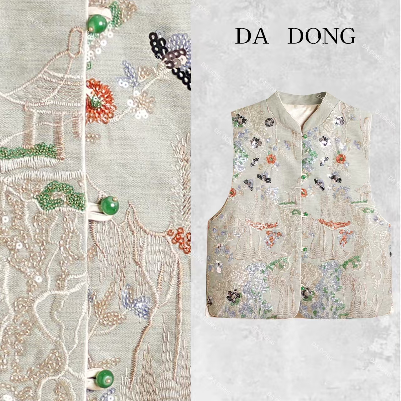 岁秒冬寻--新中式国风重工刺绣立领时尚休闲宽松高定轻奢棉马甲