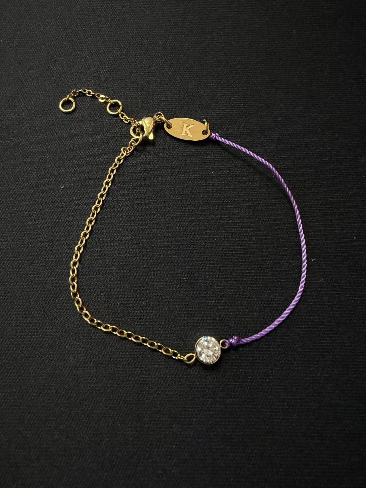 布艺手链 带细节紫色编绳手链447