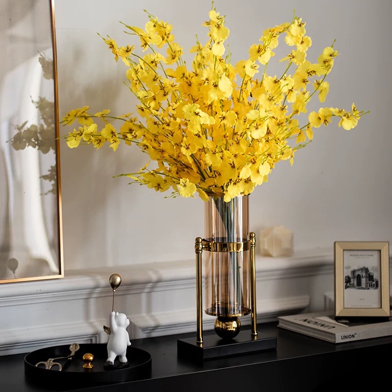轻奢花瓶高级感玻璃透明插花摆件客厅玄关电视柜餐桌面奢华装饰品