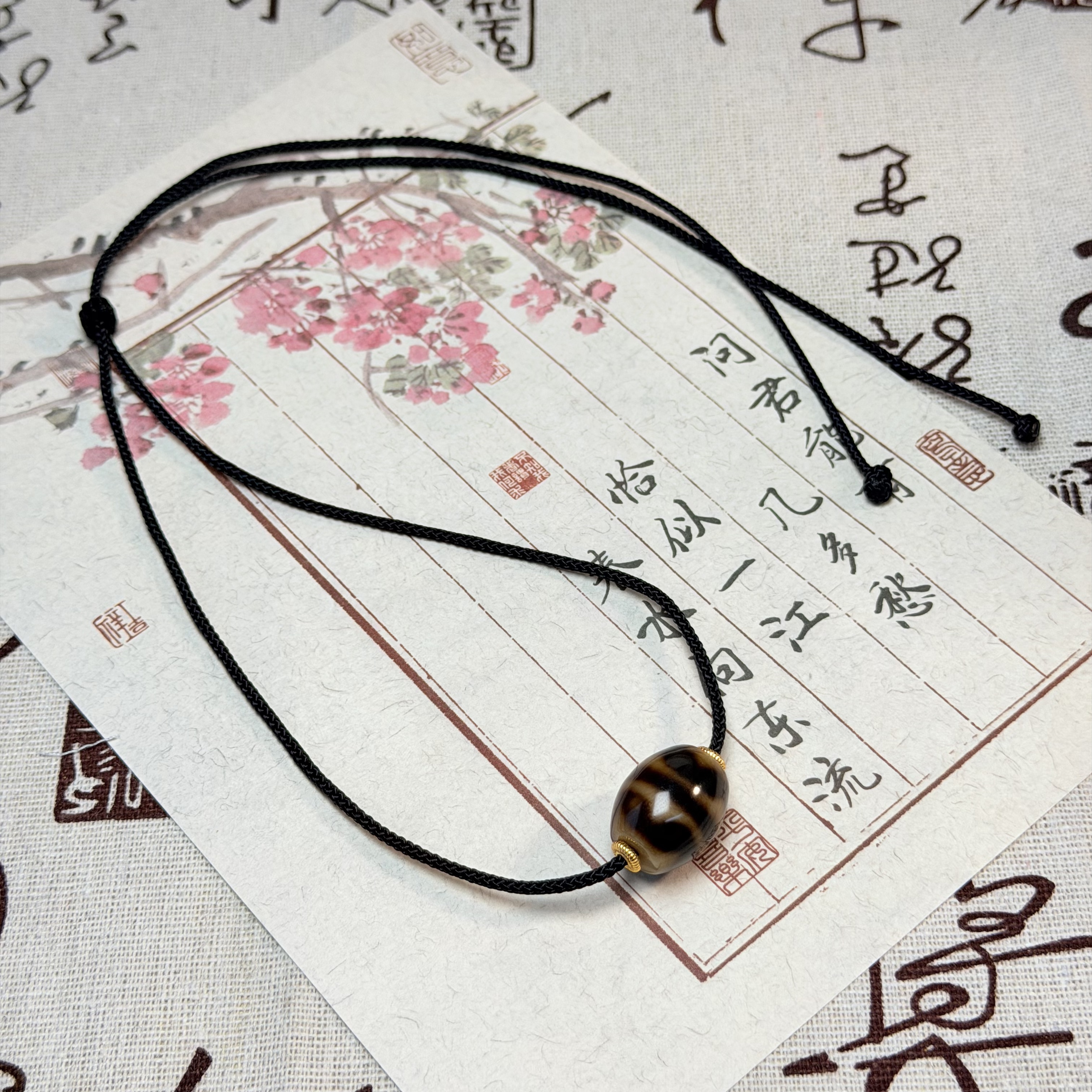 【Y】BQ072512玛瑙双虎牙珠珠吊坠14-15mm+