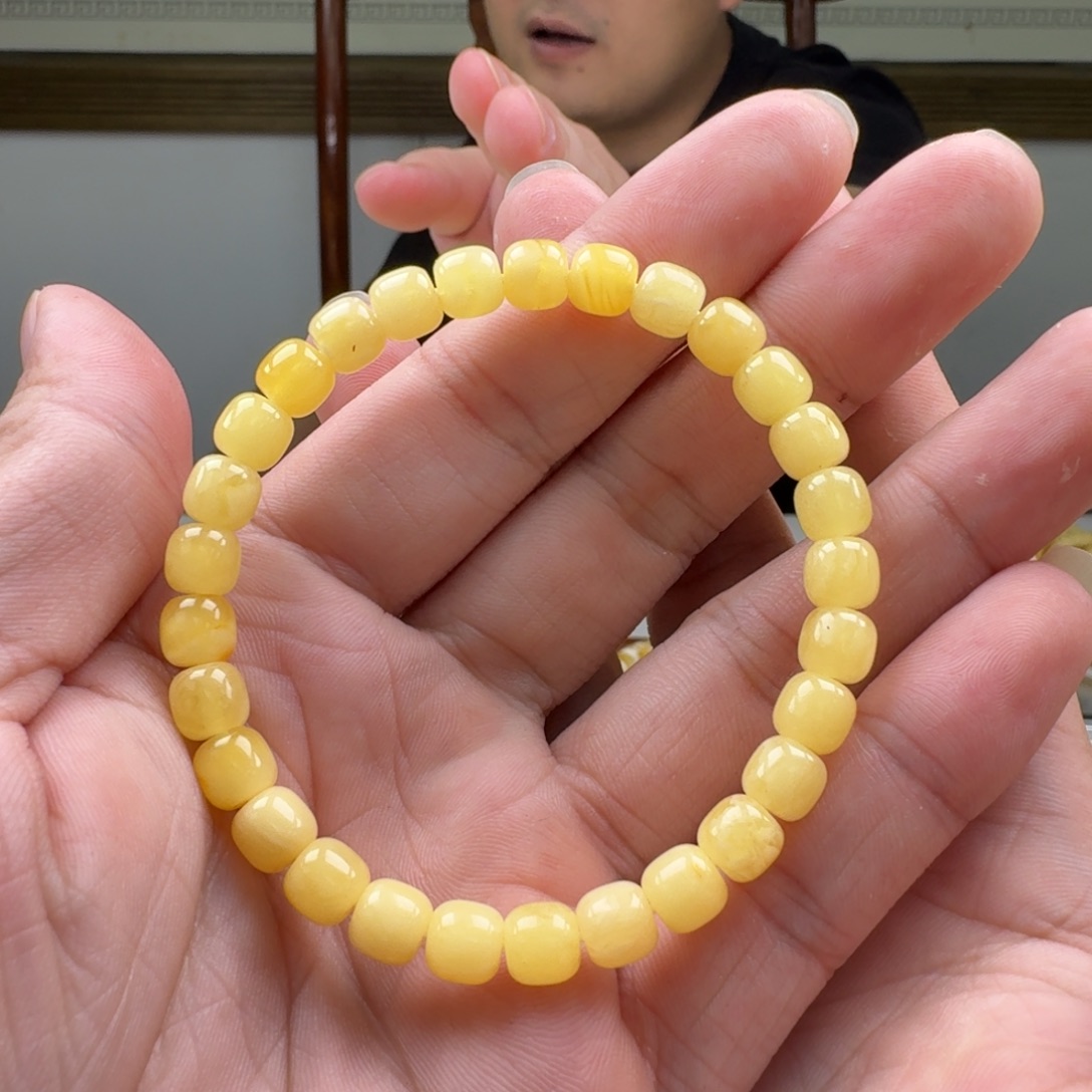手链琥珀未镶嵌7mm精工高庄老型