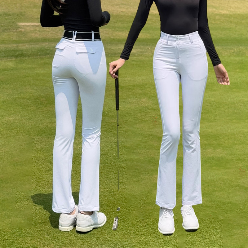 高尔夫裤子女弹力女装显瘦运动高腰微喇长裤透气速干直筒裤秋冬