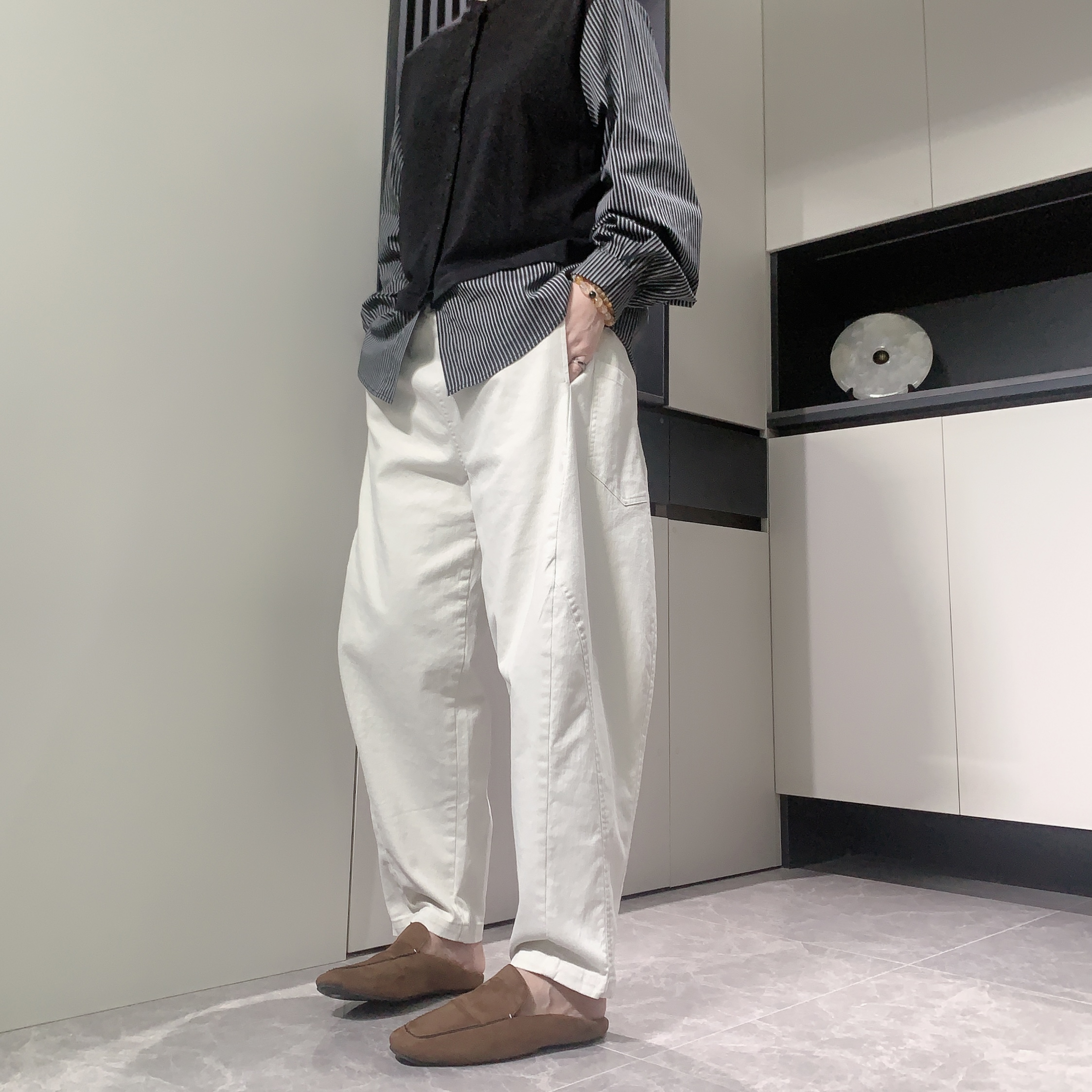 【六哥原创】设计款潮流帅气百搭高弹微跨显瘦水洗棉质休闲哈伦裤