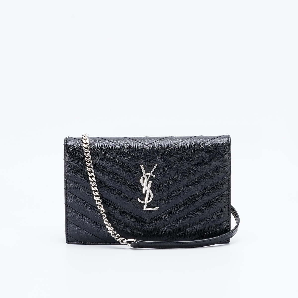 99新 YSL/圣罗兰 【一口价】黑银信封包小号/BG22006630