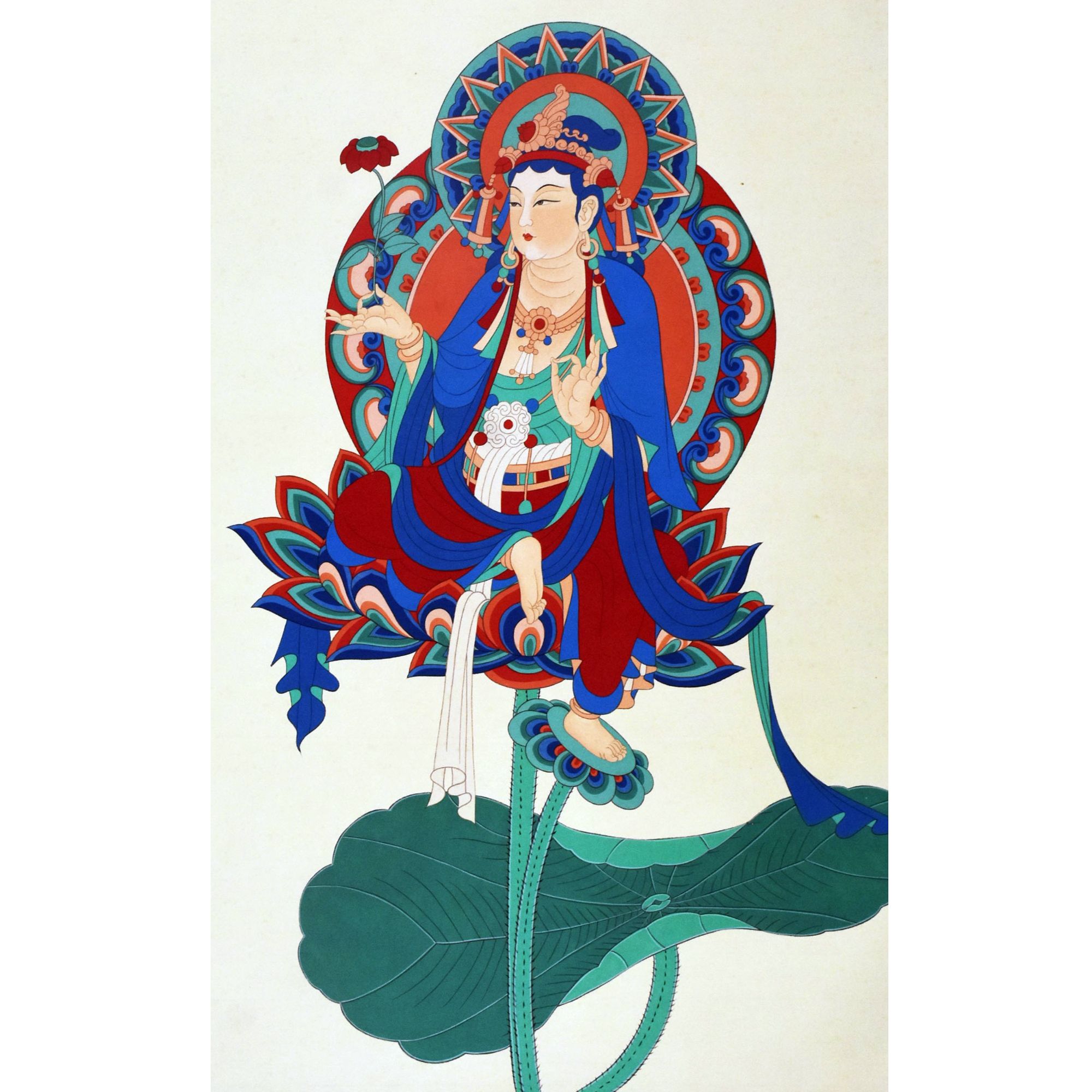 HM9149 荷叶观音 125×63cm 纸本立轴 7.1平尺