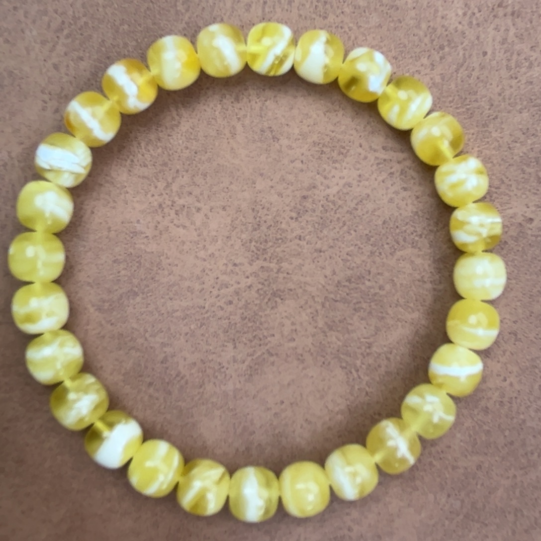 蜜蜡未镶嵌手串纯天然俄料金瓷白虎皮7.5*7腕口17+