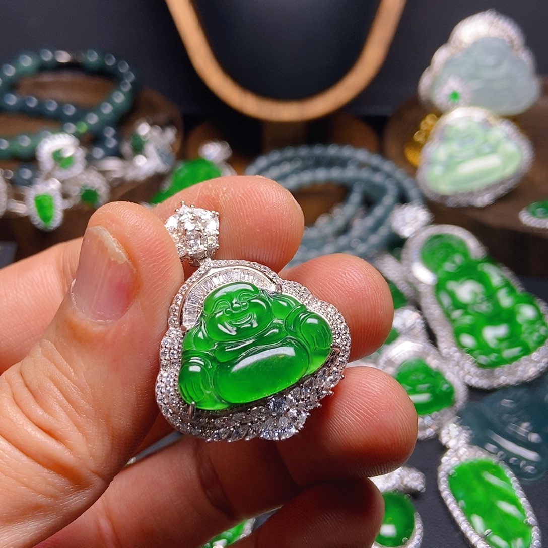 翡翠吊坠(不含链)银S925镶嵌063吊坠