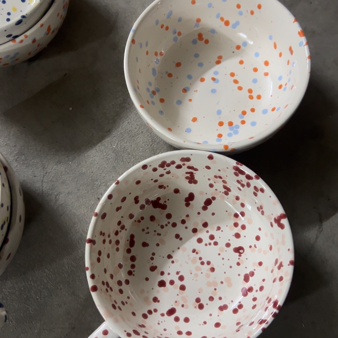 搪瓷微瑕泼墨手柄红加橙