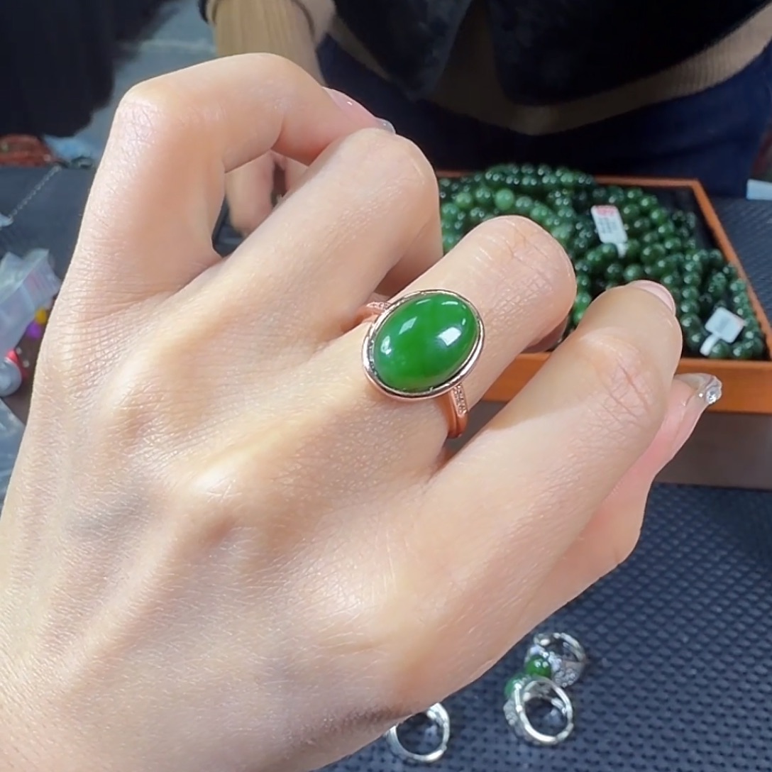 和田玉（碧玉）合金戒指