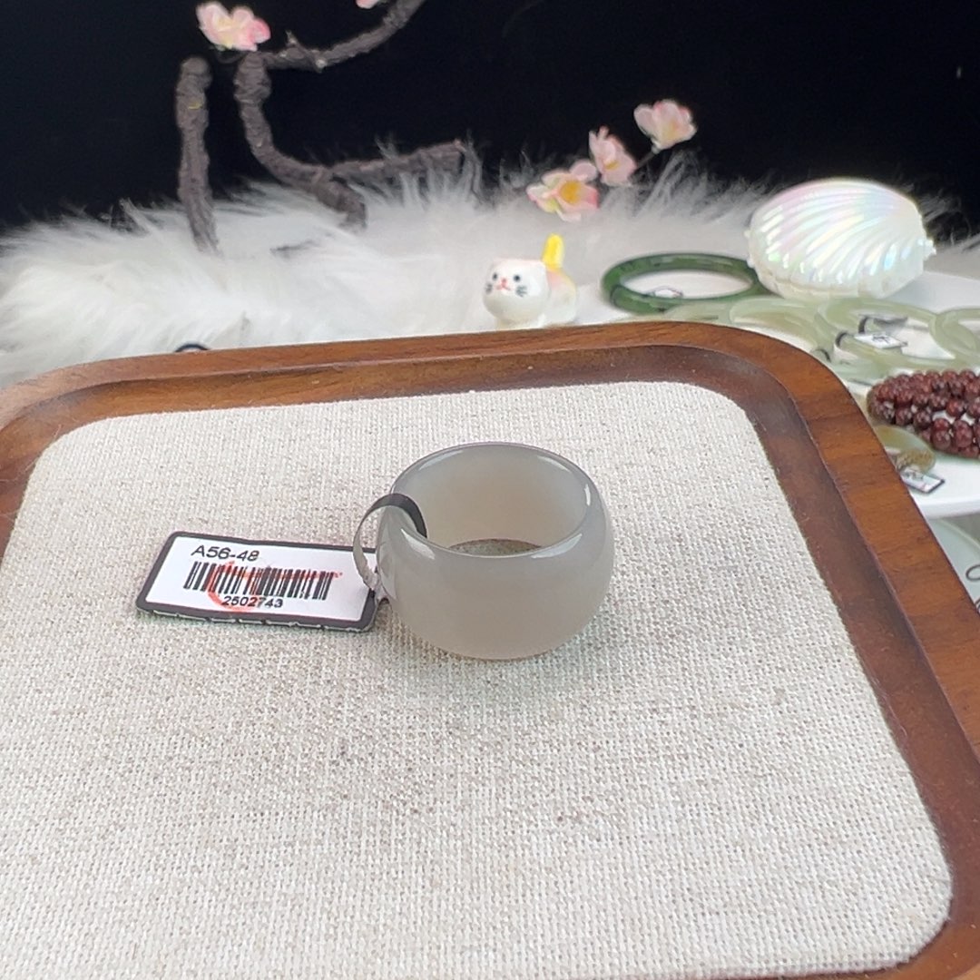 和田玉未镶嵌戒指w14藕粉墩墩17.0不退不换