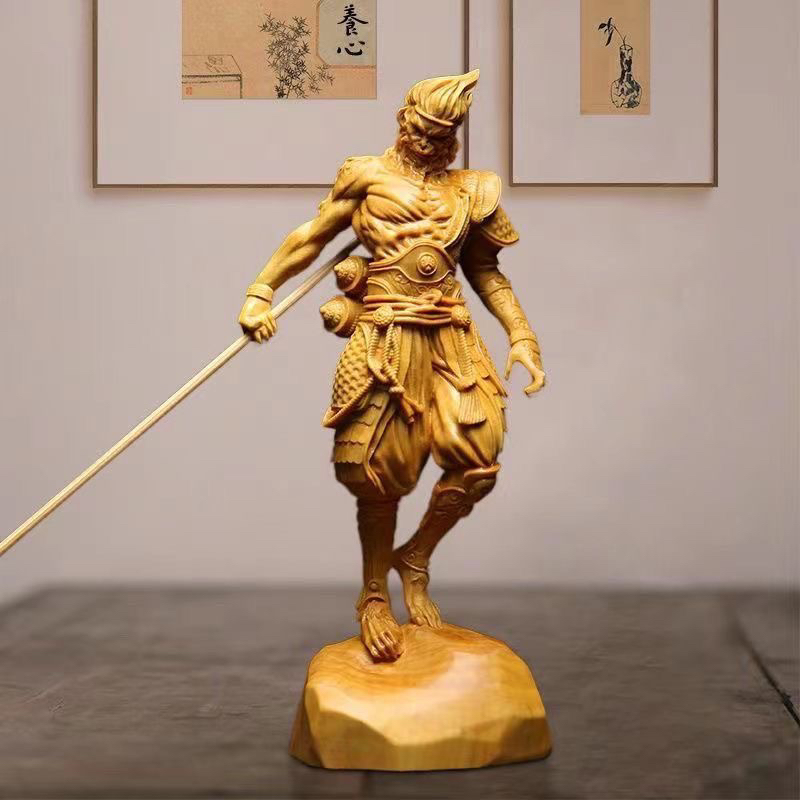 崖柏木黑悟空齐天大圣汽车摆件孙悟空生肖中式木雕游戏周边手把件