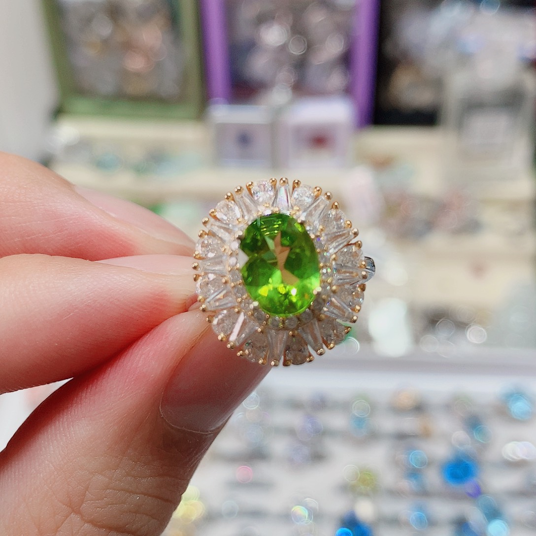 戒指戒指银S925镶嵌橄榄石