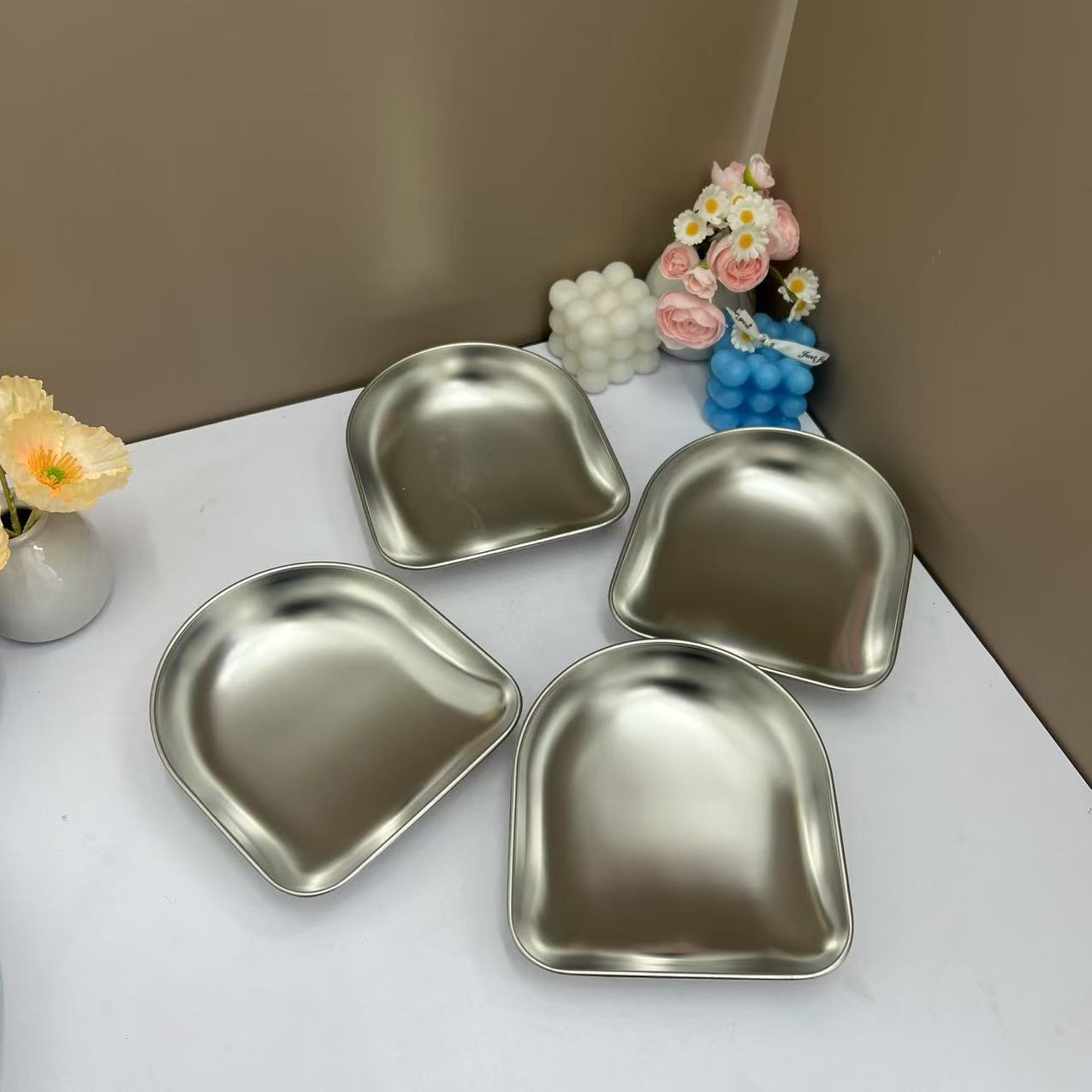 （微波炉专用）簸箕不锈钢盘4个高档家用款居家必备【汤姆粉丝专属】