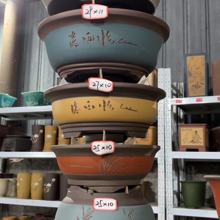 紫砂花盆   100-6。  