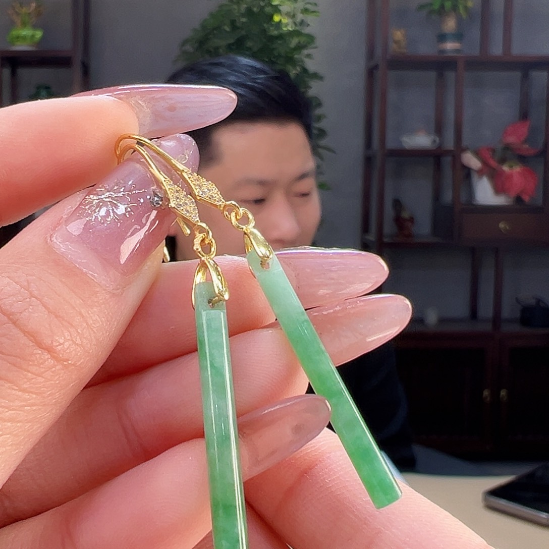 翡翠耳饰银S925镶嵌耳环23