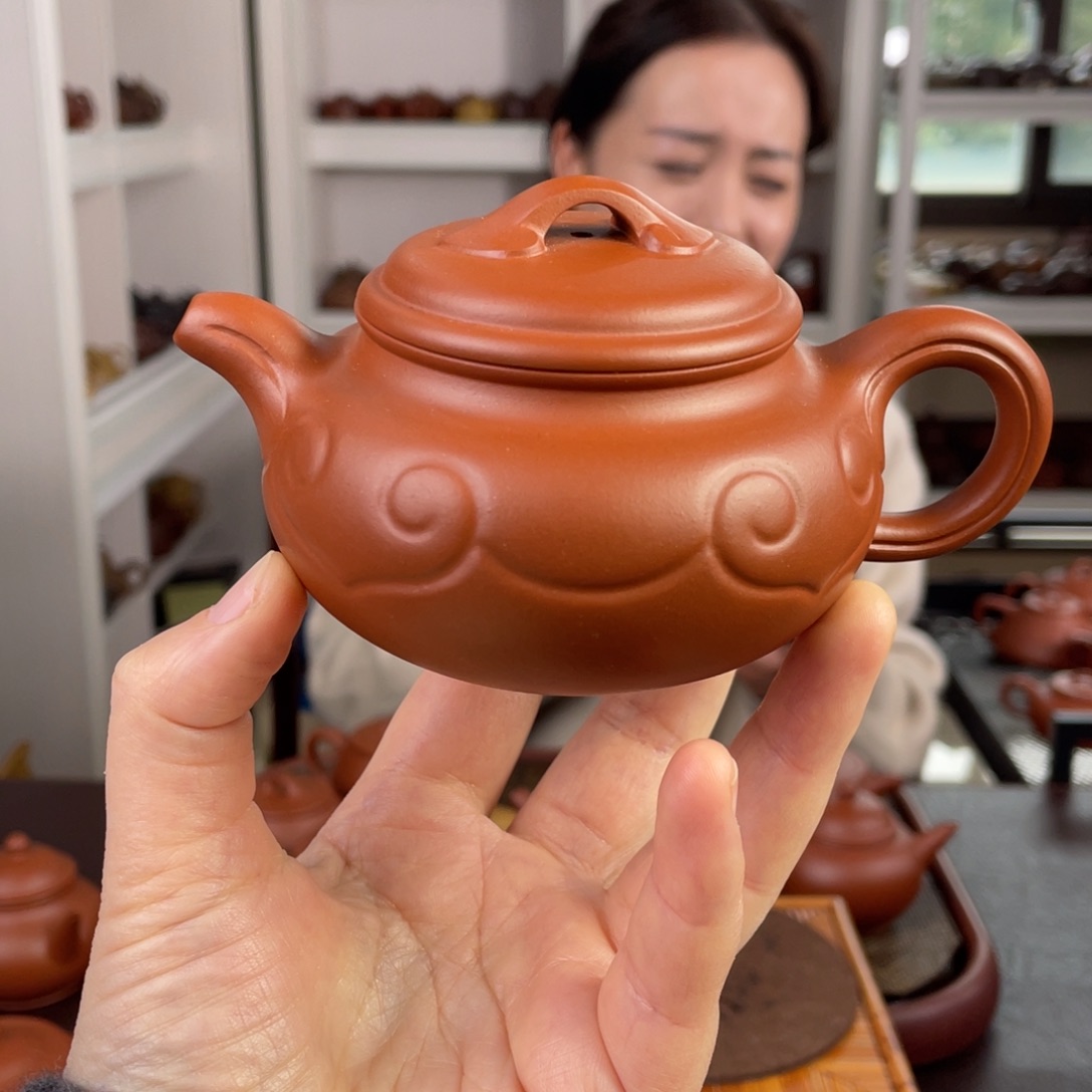 紫砂茶壶朱泥仿古如意200cc