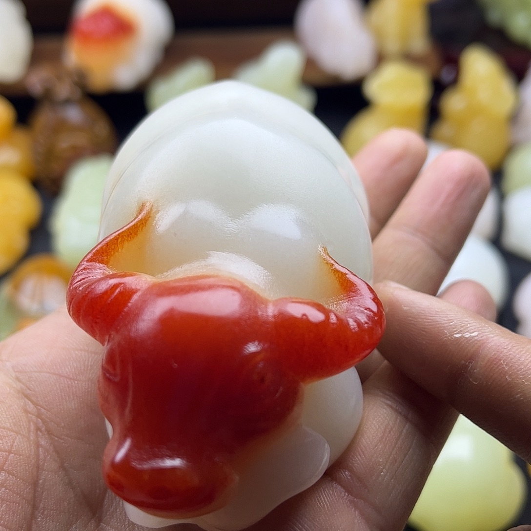 梦***暴昆仑玉石手把件碧玺（处理）昆仑玉石手把件