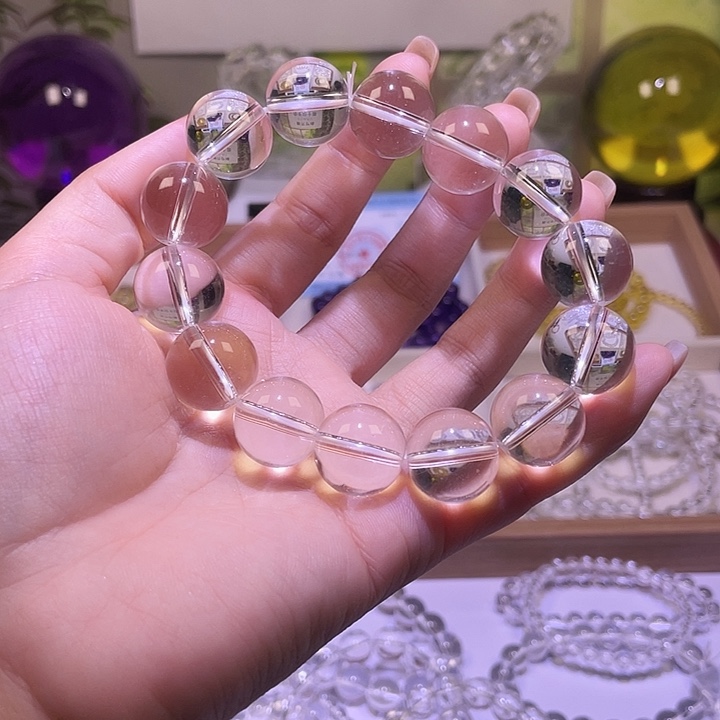 行***总烟晶手链银S925镶嵌白水卡16