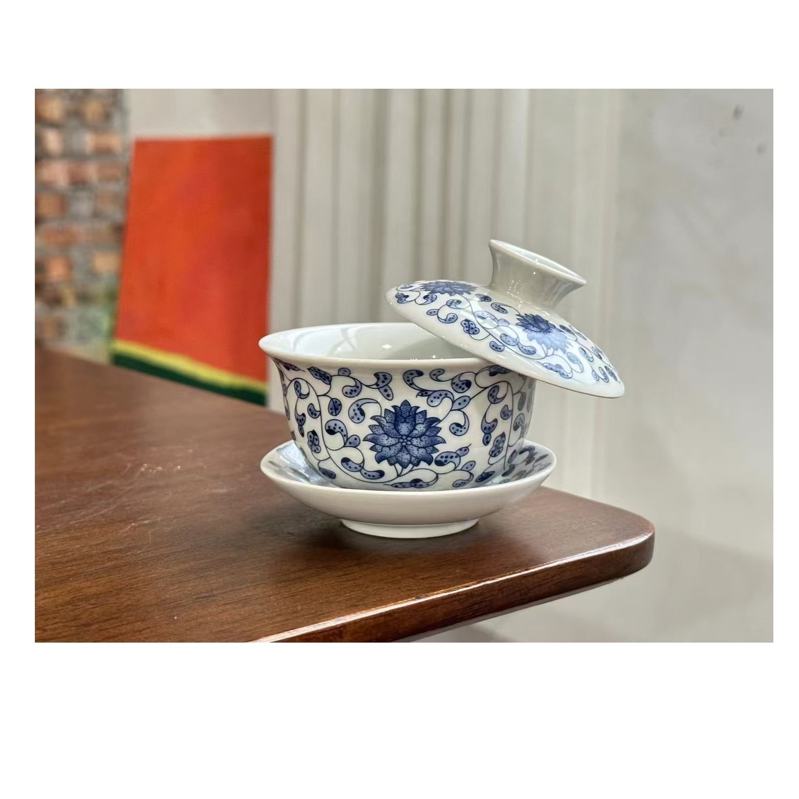 冰灰釉三才盖碗-缠枝莲-冰灰釉三才盖碗-缠枝莲------------供22