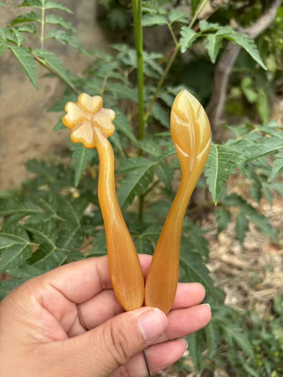 纯手工四叶草牛羊角钩针手柄编织工具玩偶毛线diy不锈钢针头