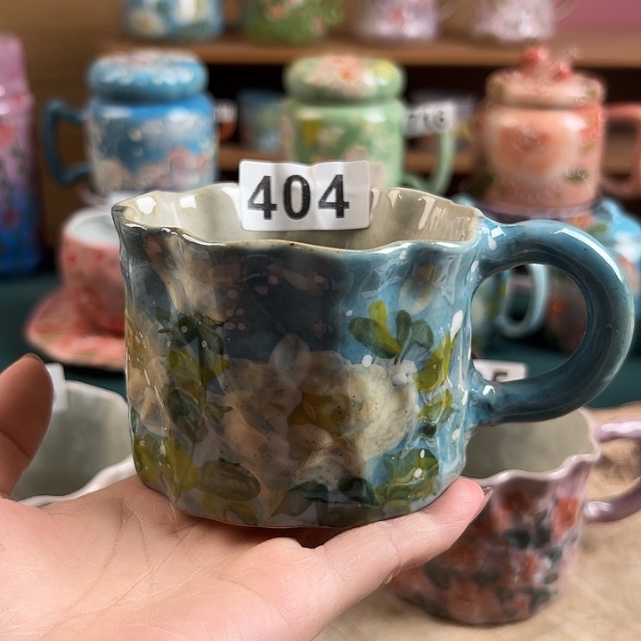景德镇陶瓷手绘作品404微瑕