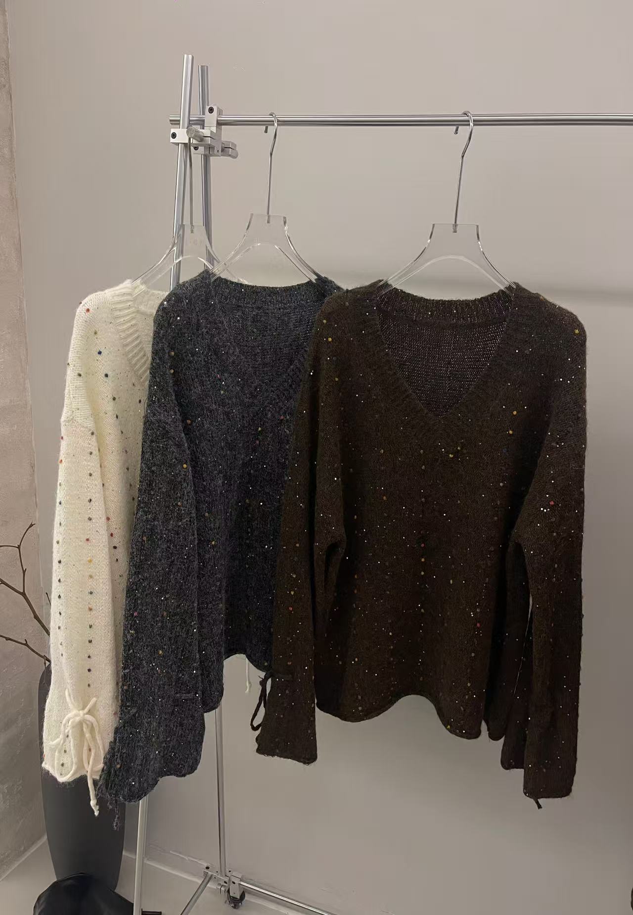 复古港风早秋新款长袖常规毛衣打底衫女装百搭马海毛针织羊毛衫