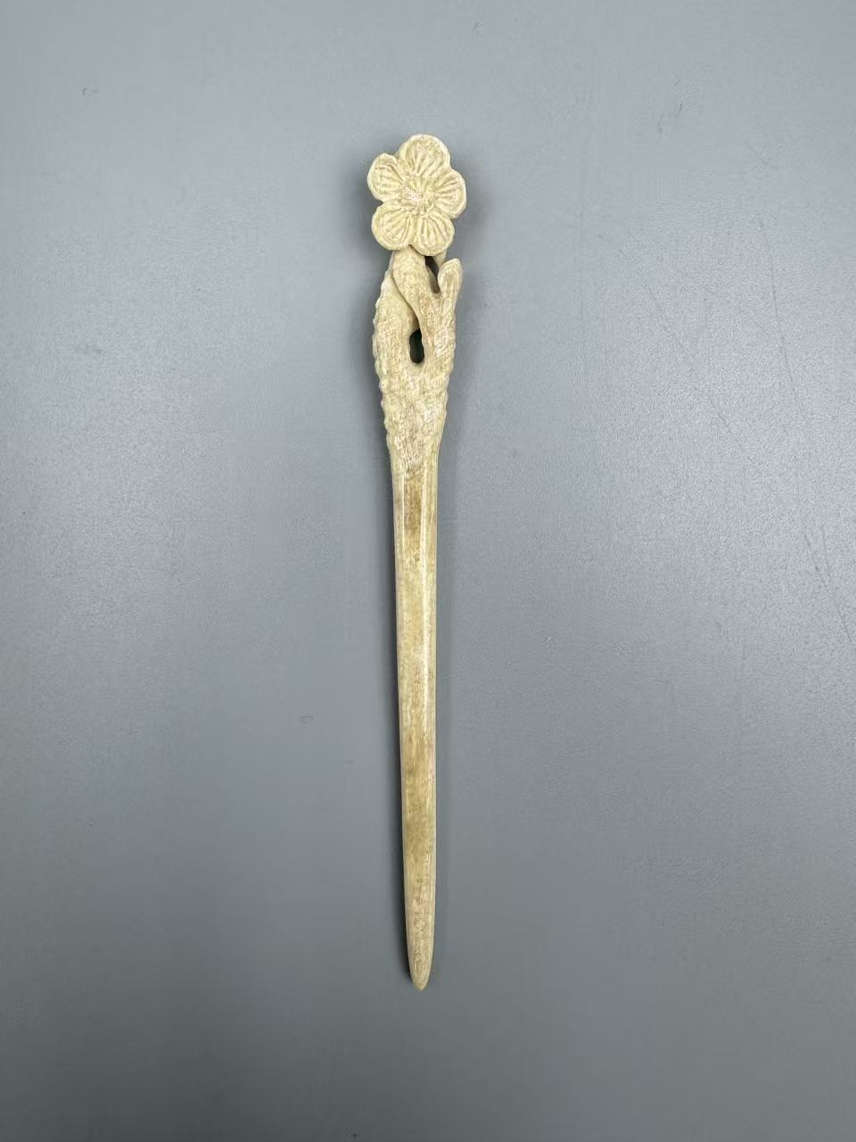 m50692 天然猛犸牙发簪簪子 双生花簪 长度114.7*11.7mm