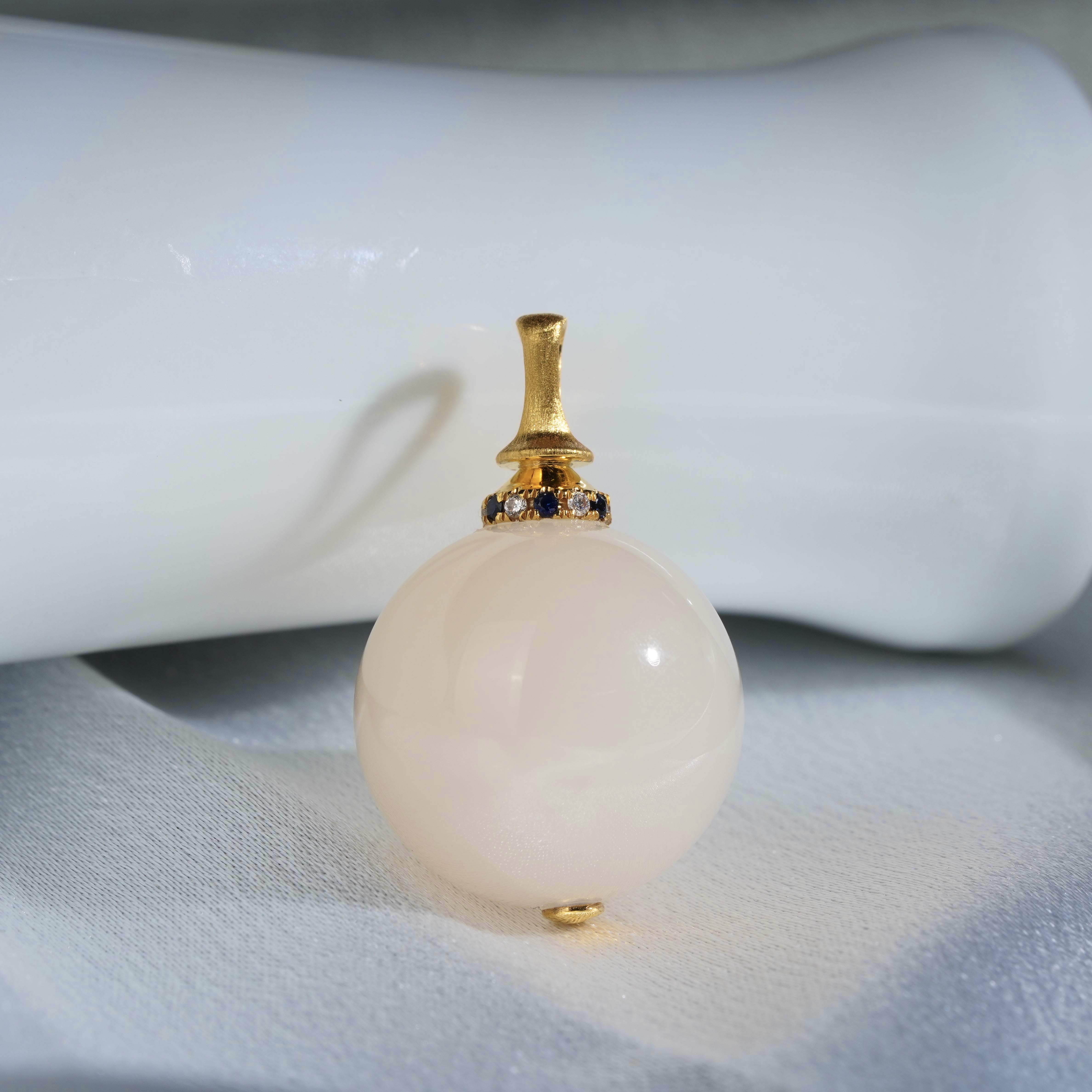 【华林同庆】相宜 | 18k羊脂底特细藕粉20mm大单珠 吊坠 不含链LM09