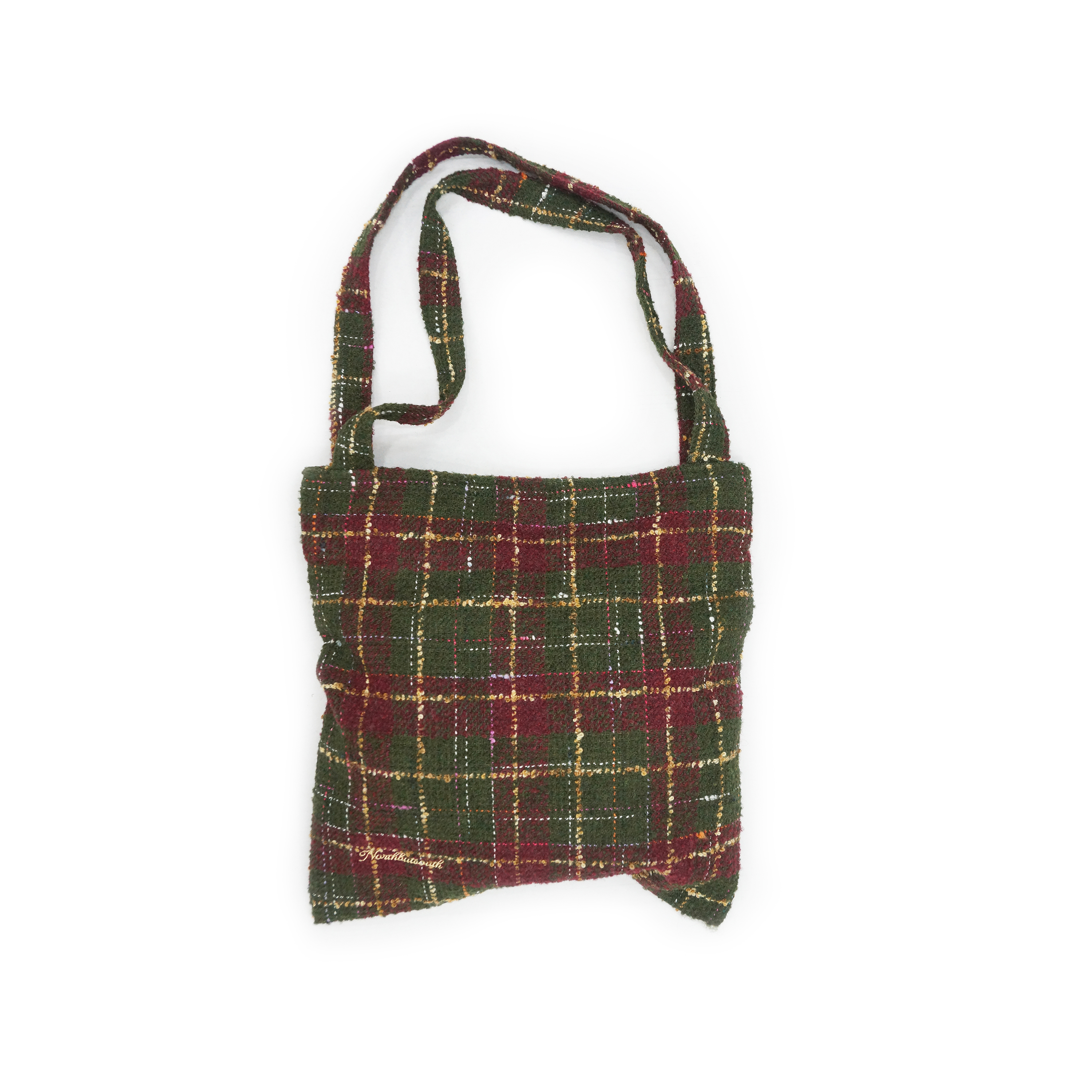 撞色羊毛呢子格纹包