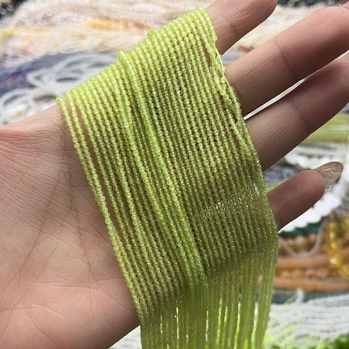 玛瑙/玉髓珠宝半成品未镶嵌2条2mm左右橄榄石刻面珠