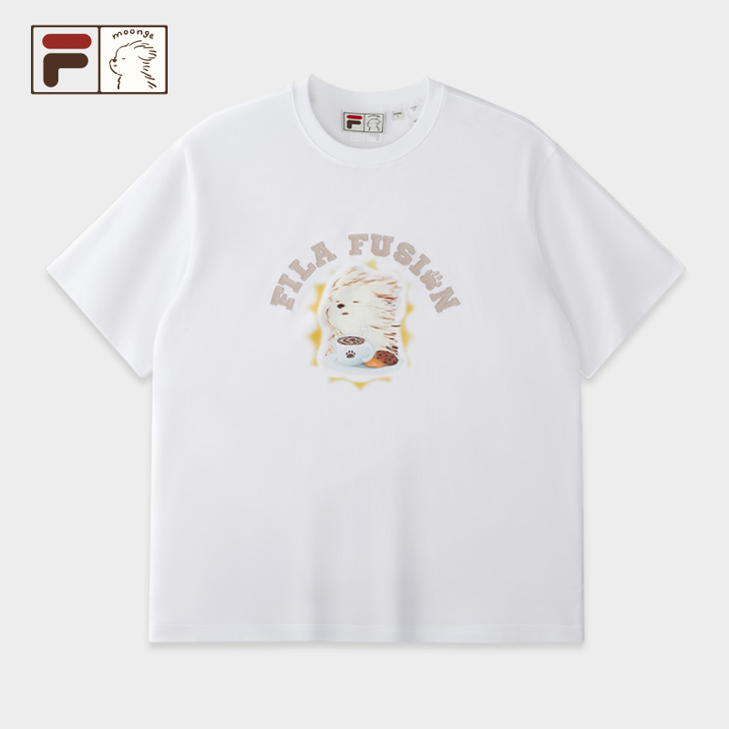FILA FUSION斐乐｜潦草小狗联名系列夏季情侣新款时尚运动百搭短袖