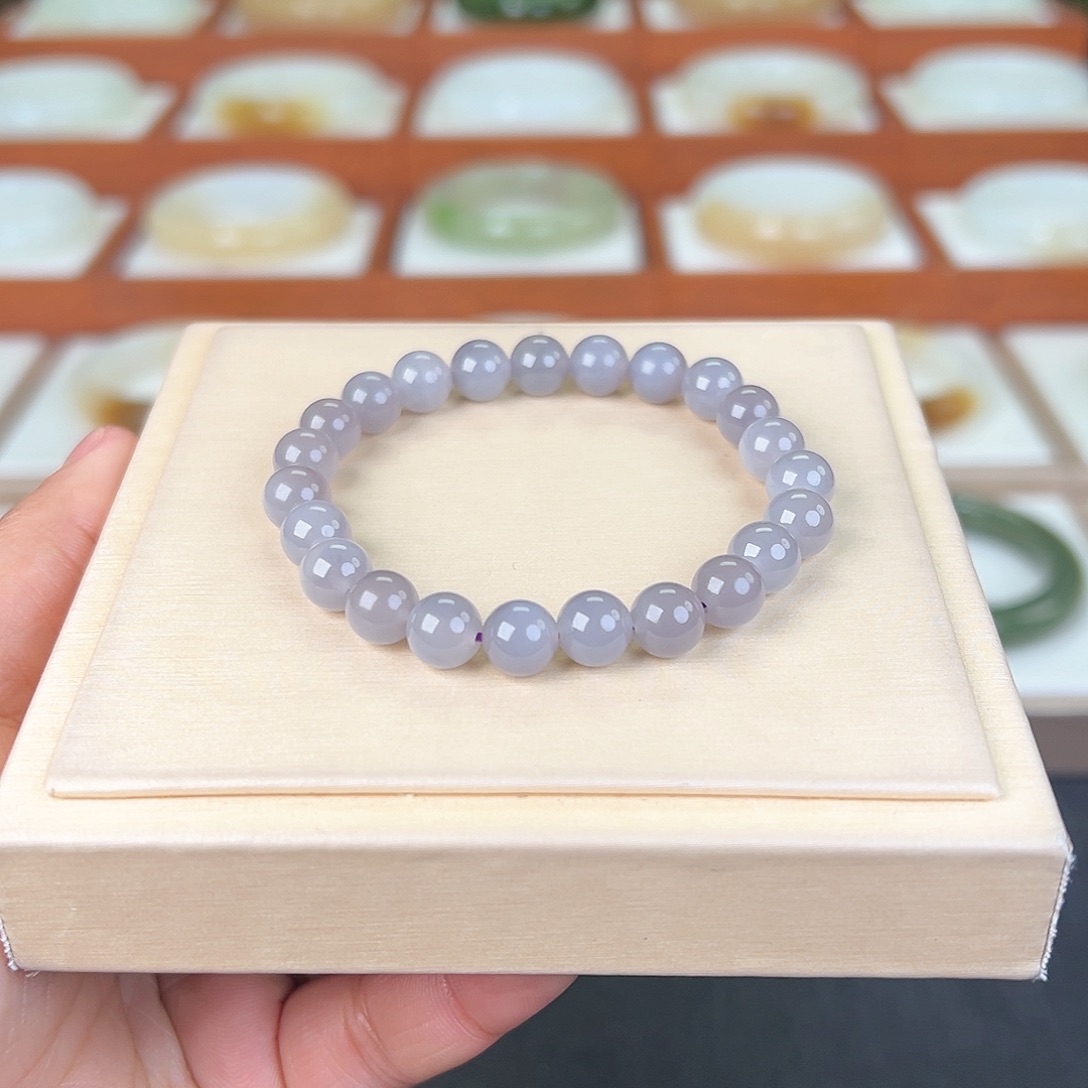 和田玉手串未镶嵌烟紫