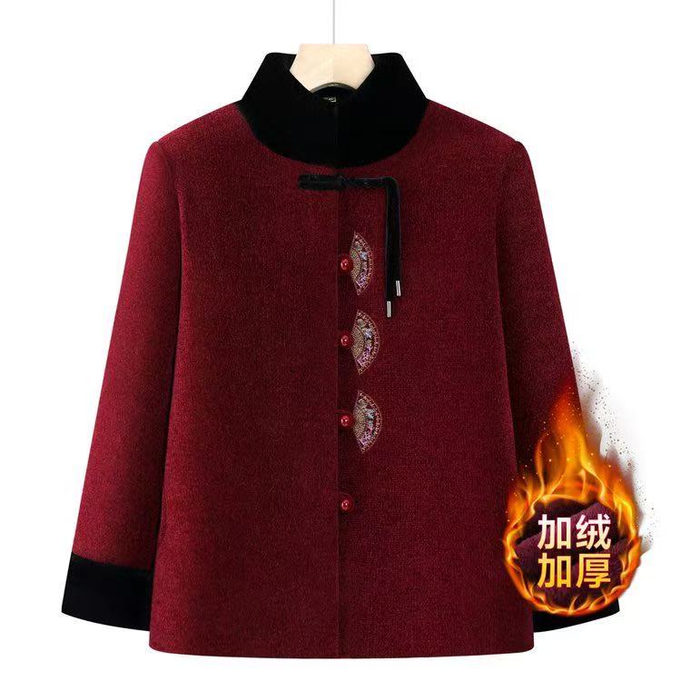 毛呢中老年女装婆婆妈妈装婚礼秋款大码加厚外套