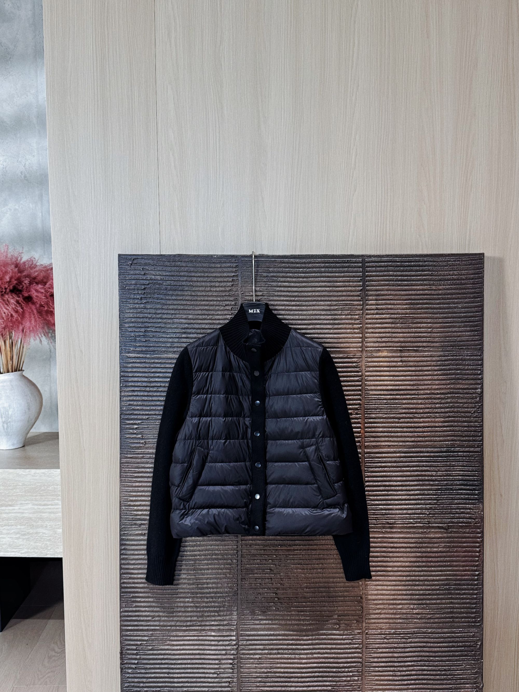 MZX 【英伦】新国标90白鸭绒拼接绵羊毛针织立领外套WT5118-M