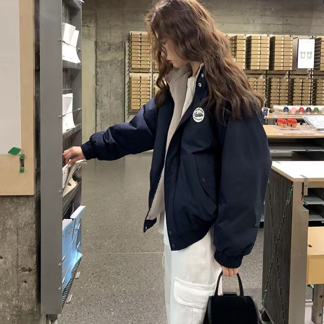 短款拼接厚款立领保暖女棉衣棉服秋冬宽松秋季百搭