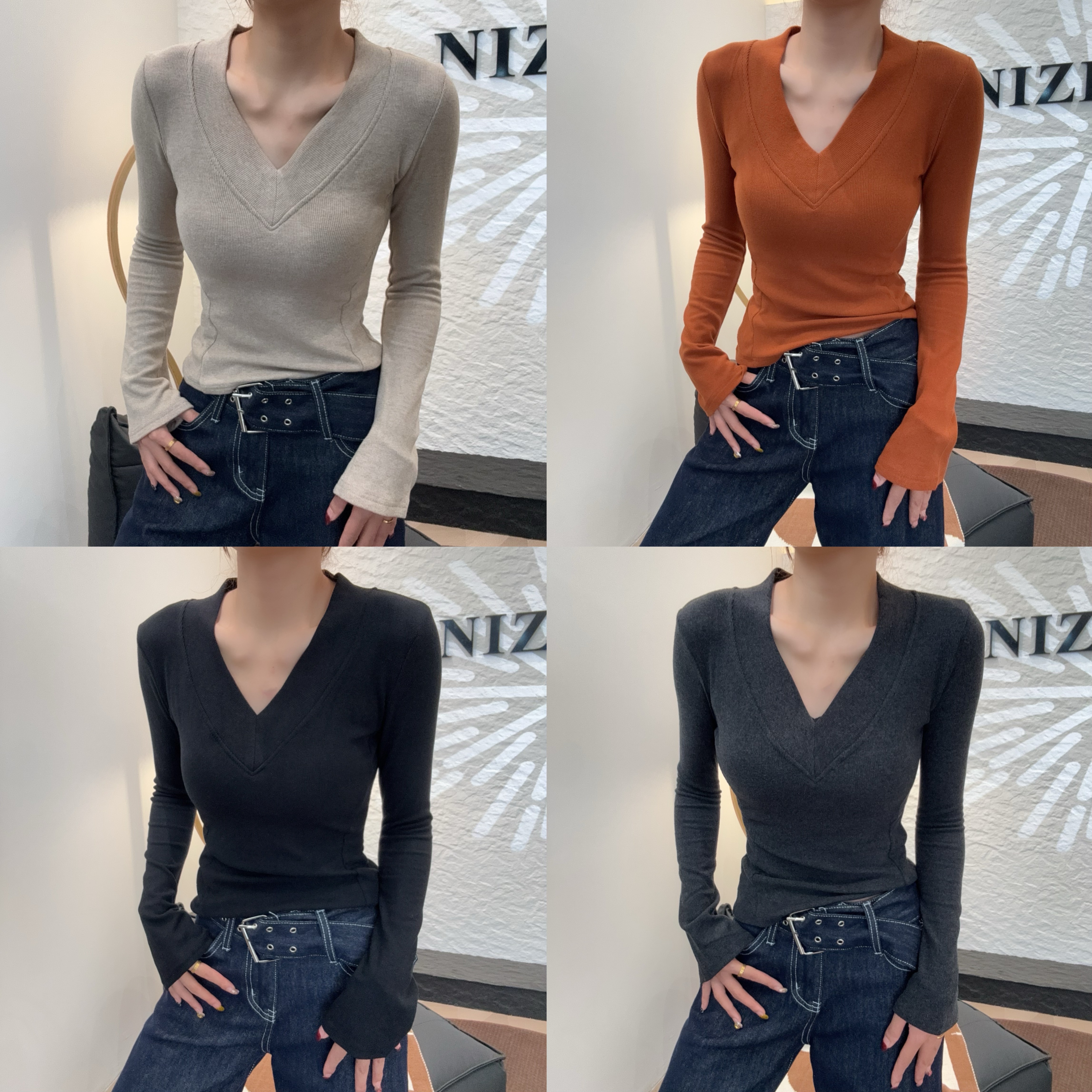 2025气质秋冬韩版气质高级感打底衫长袖女百搭修身显瘦内搭8869.