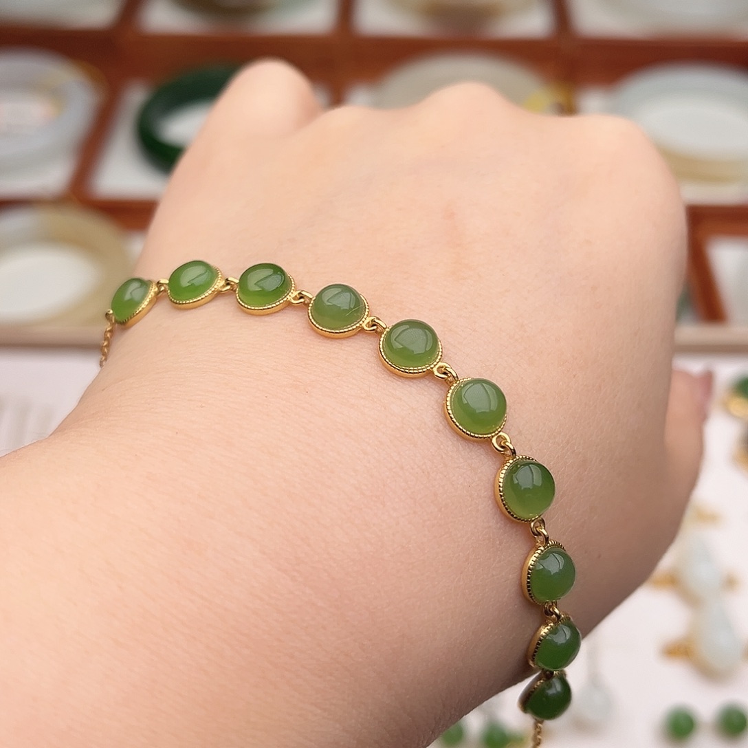 和田玉银S925镶嵌手链