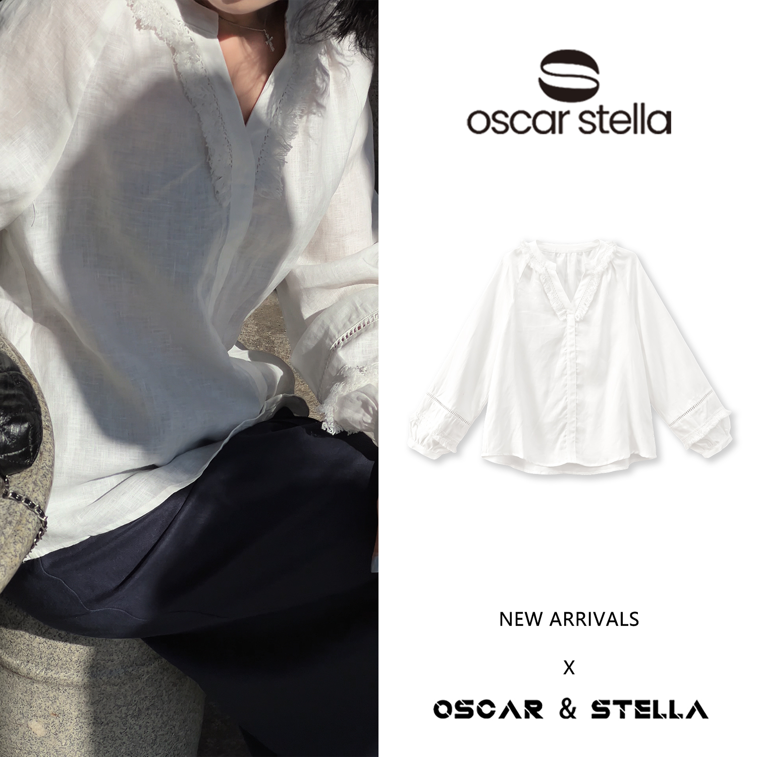 OSCAR&STELLA【港夏】春季纯色亚麻休闲衬衫 269-3897
