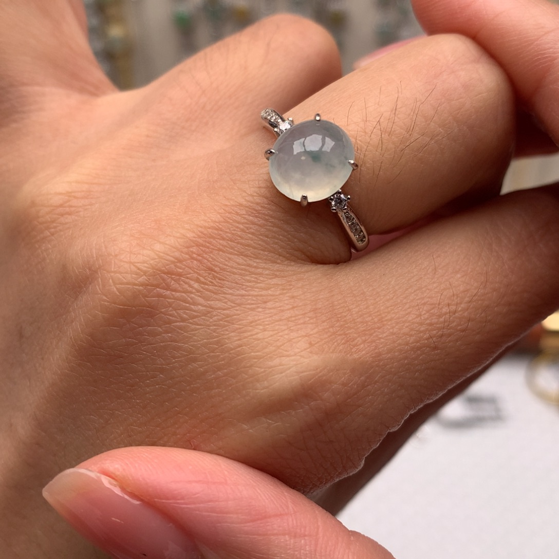 翡翠银S925镶嵌戒指戒指