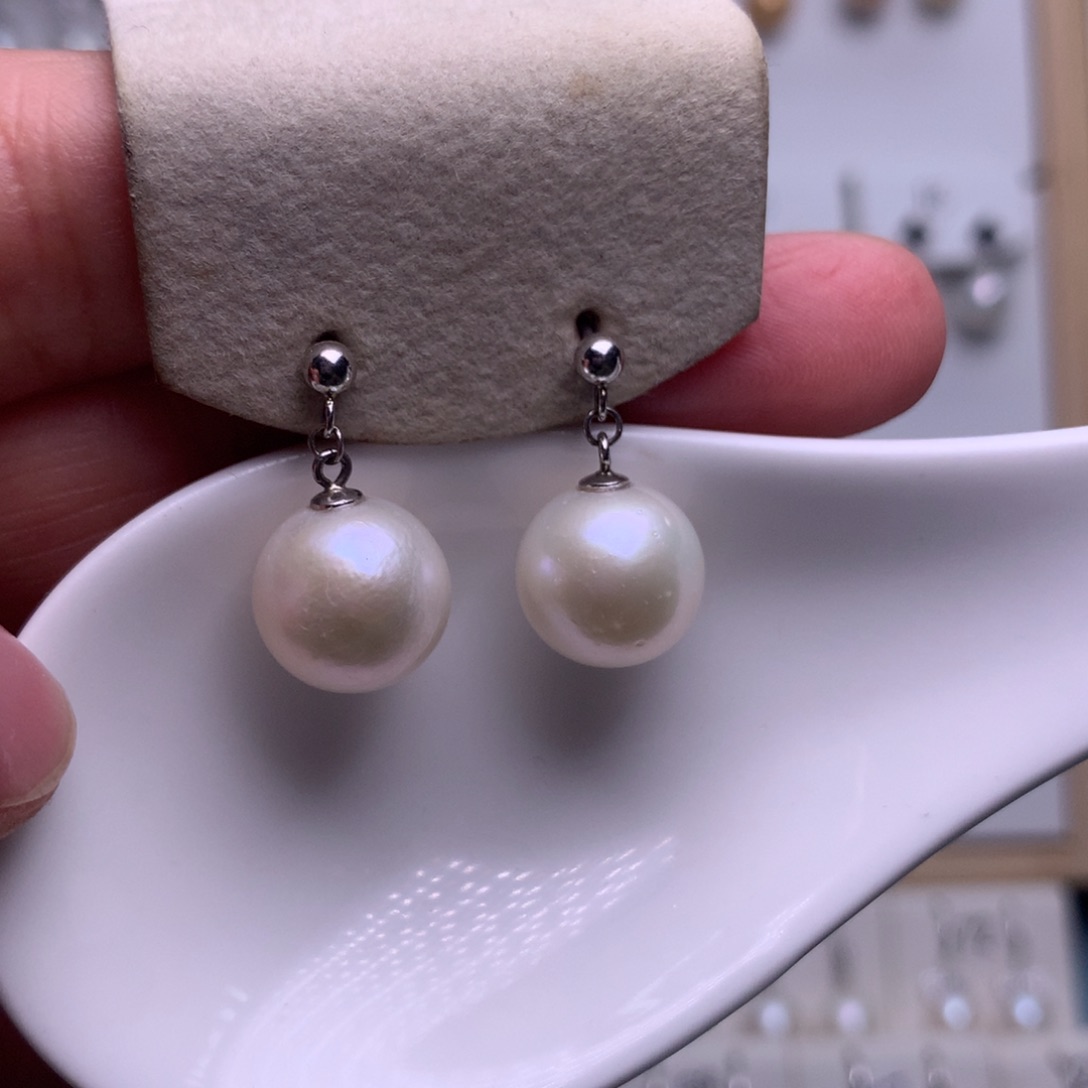 银S925镶嵌耳饰淡水珍珠