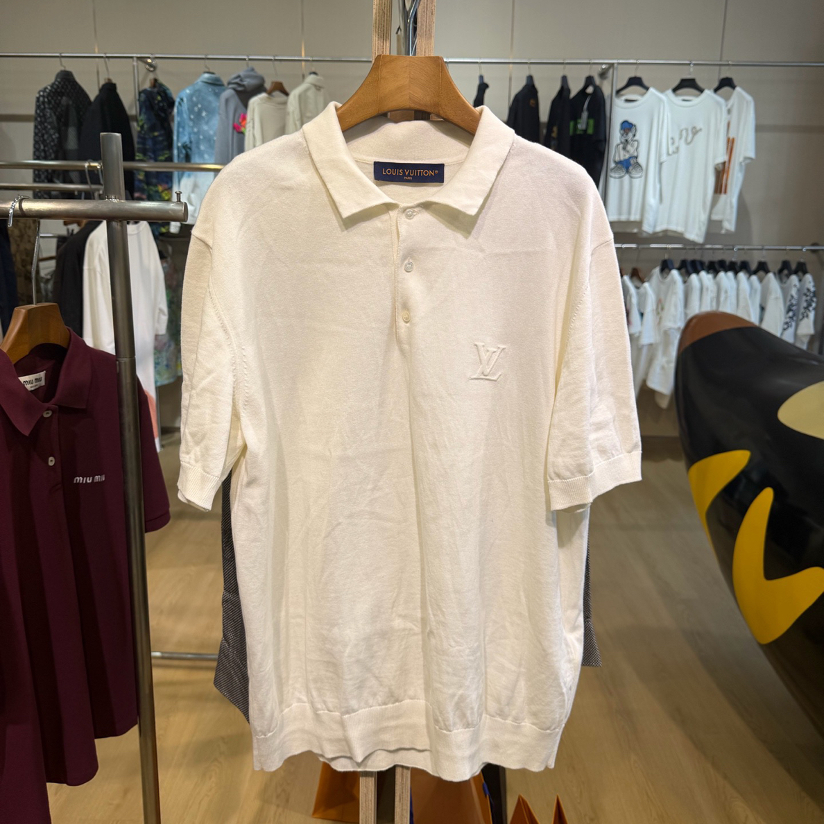 99新 LouisVuitton/路易威登 白色浮雕logo针织POLO衫 XXL码/98新