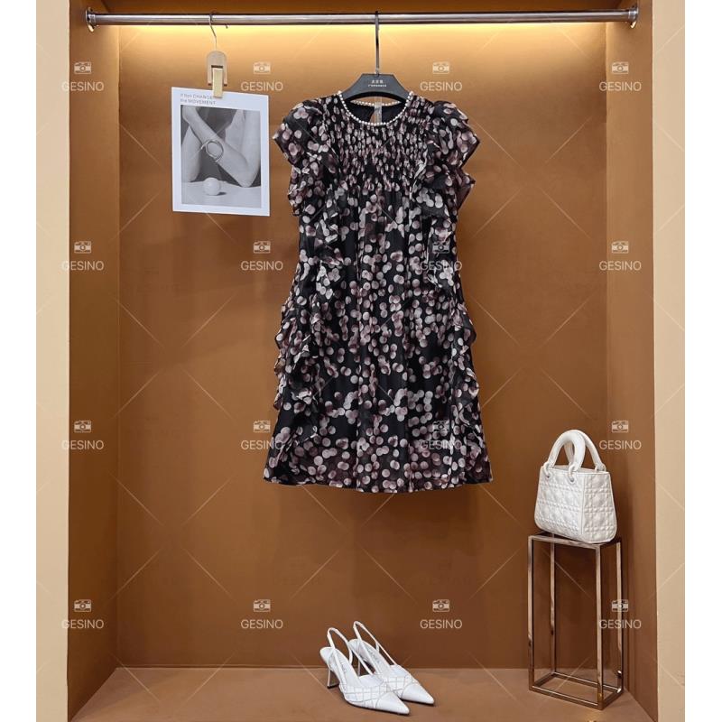 【露露】春夏新款优雅百搭时尚印花女装连衣裙 XP-2025063