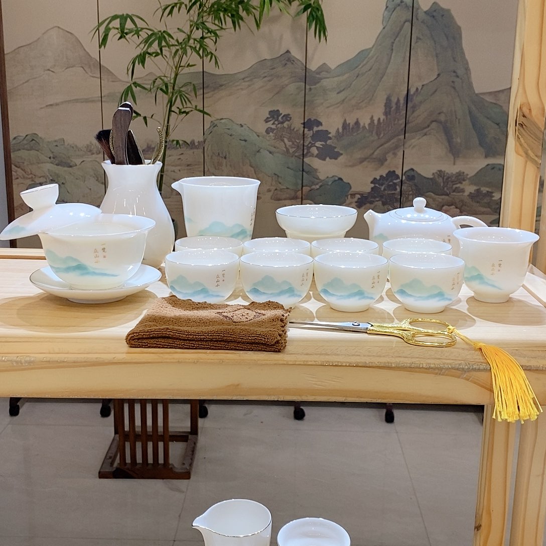 【墨城】羊脂玉瓷一览众山小22头