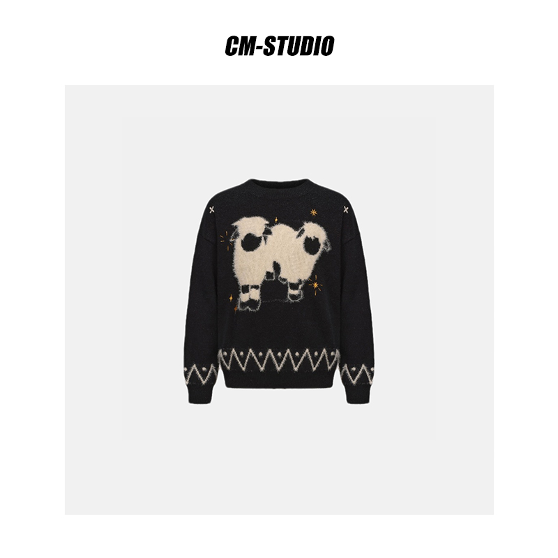 【MANZI】游牧小羊毛绒小羊提花百搭毛衣