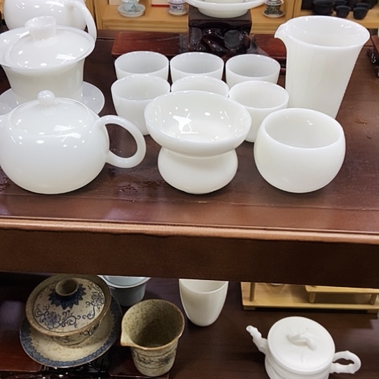 璞玉大套组茶壶，盖碗，主人杯