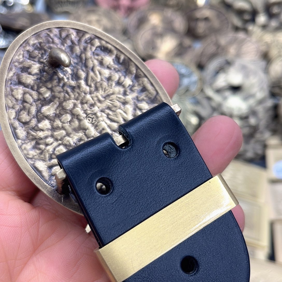 实心铜腰带扣手工羊头