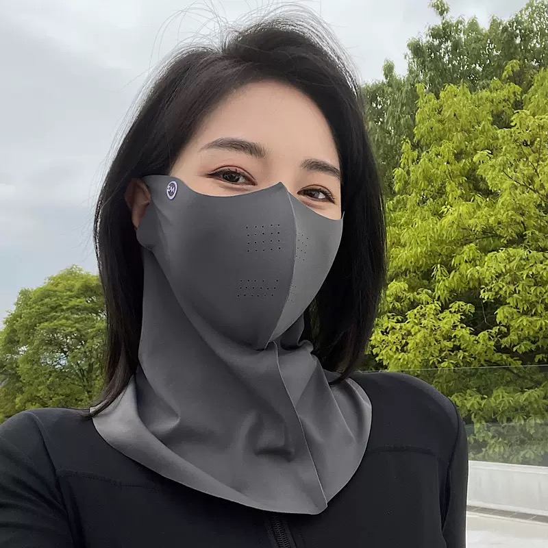 防晒口罩护颈长款骑行防晒面罩高颜值防紫外线护眼角冰丝面罩全脸